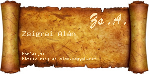 Zsigrai Alán névjegykártya